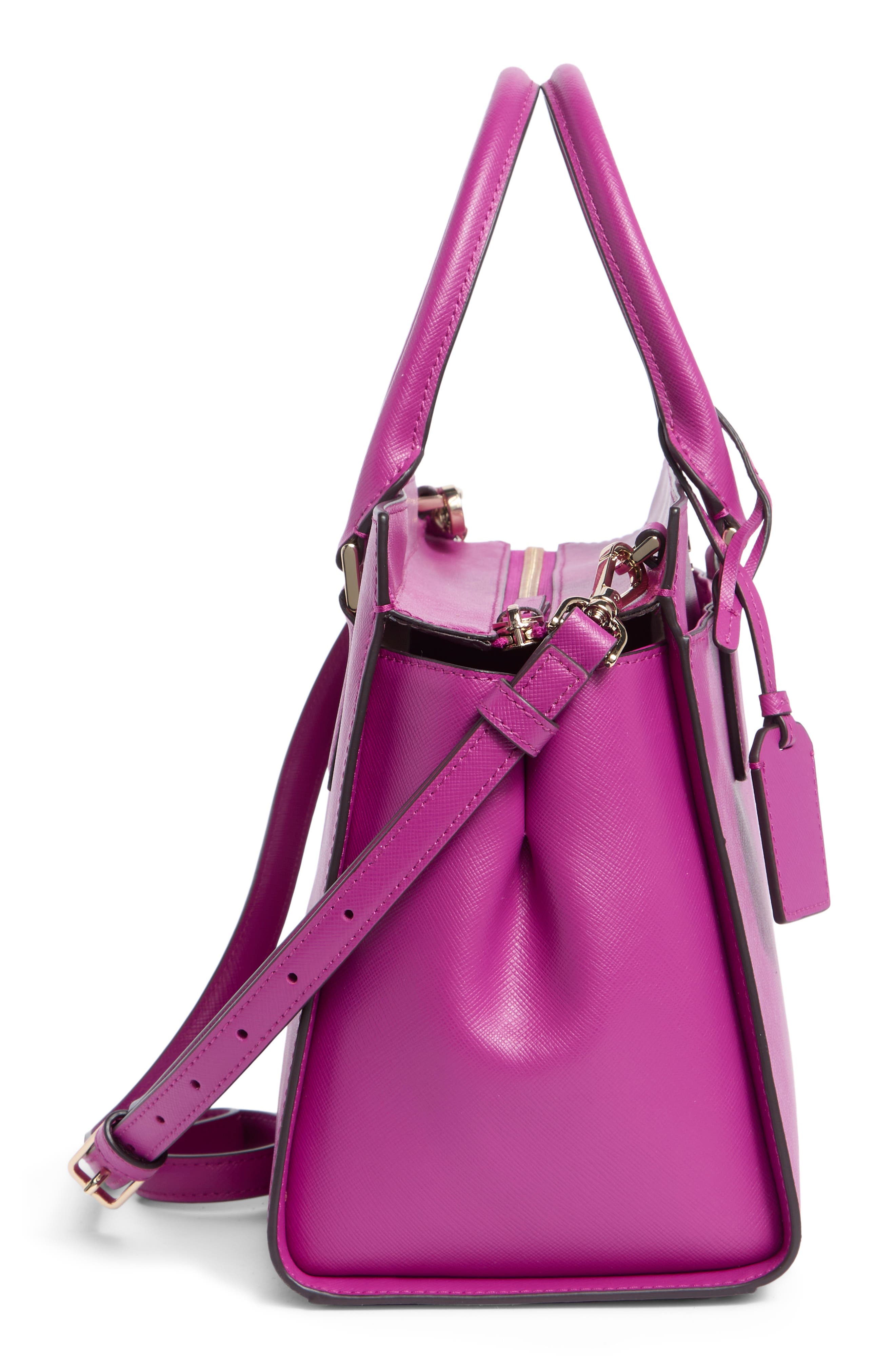 cameron medium leather satchel, Alternate, color, BAJA ROSE