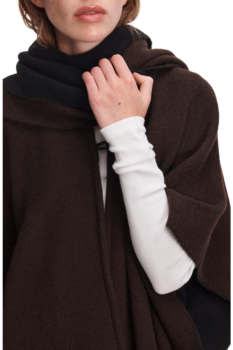 Brooke Wool Scarf Poncho, Alternate, color, DARK CHOCOLATE