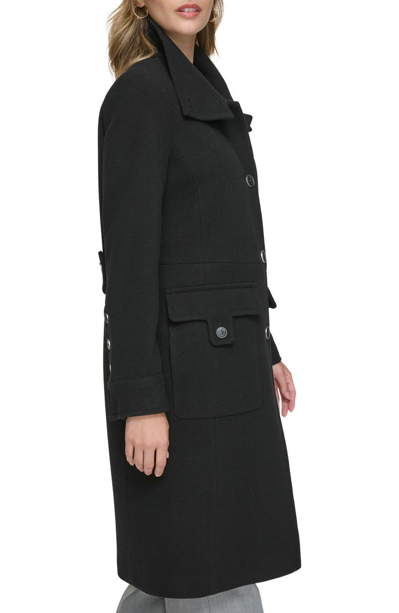 Andrew Marc Almedia Wool Blend Twill Coat, Alternate, color, Black