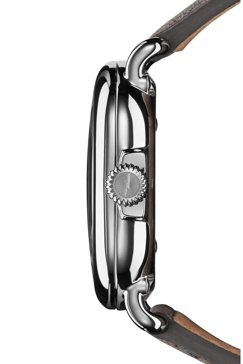 The Guardian Leather Strap Watch, 36mm, Alternate, color, GREY/ NUDE PINK/ SILVER