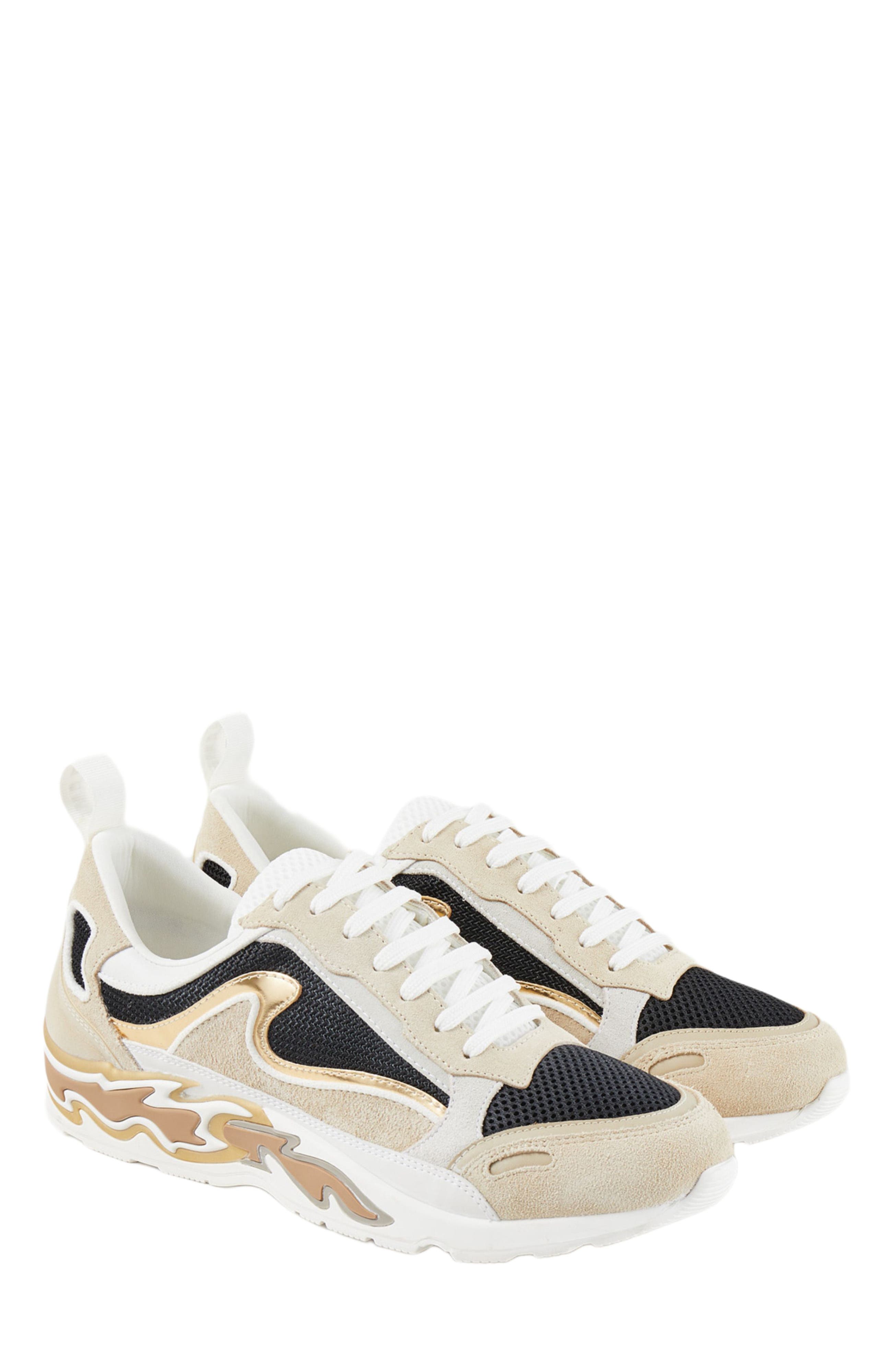 SANDRO Flame sneakers, Alternate, color, Gold
