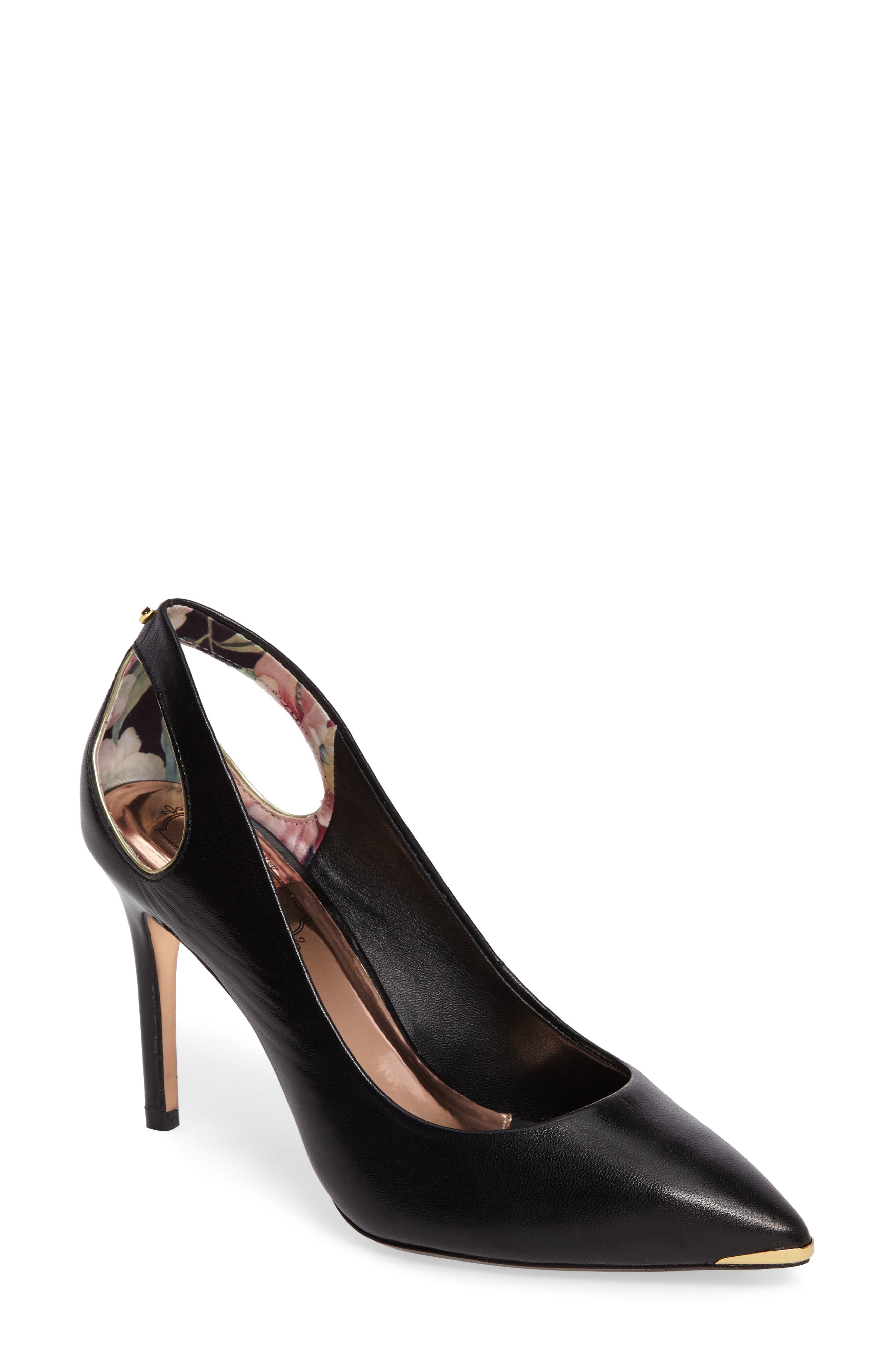 Jesamin Cutout Pump, Main, color, BLACK LEATHER