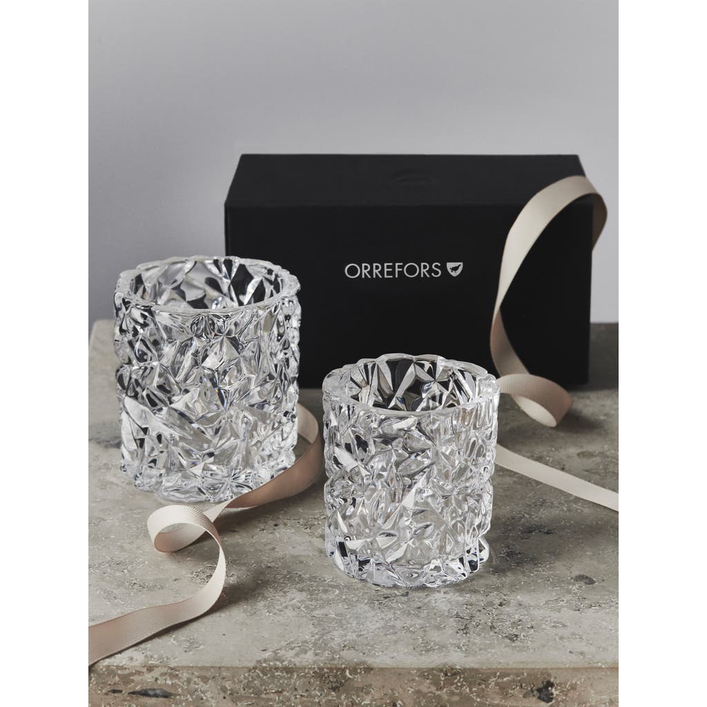 Orrefors Carat Medium Crystal Candleholder In Clear