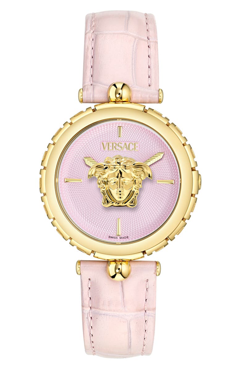 Versace Medusa Heritage Leather Strap Watch, 38mm, Main, color, 