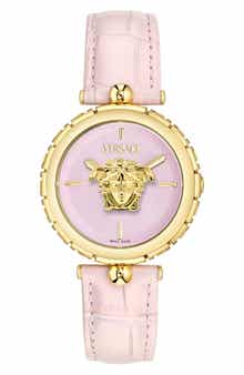 Versace Medusa Heritage Leather Strap Watch, 38mm