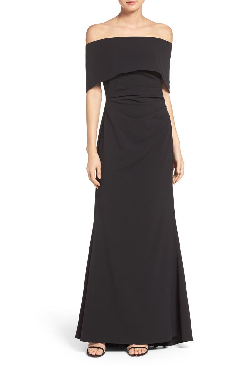 Off the Shoulder Popover Gown, Main, color, BLACK