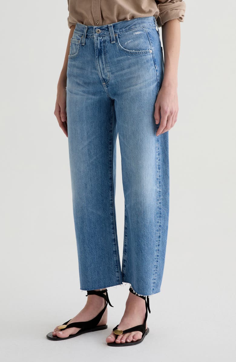 AG Hattie Raw Hem High Waist Crop Barrel Leg Jeans, Alternate, color,