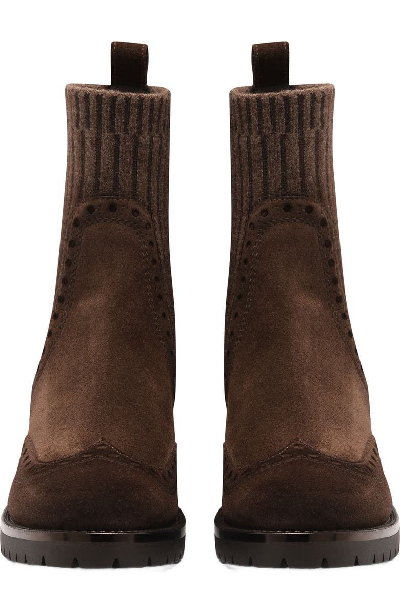 Santoni Women's suede low-heel ankle boot, Alternate, color, Brown