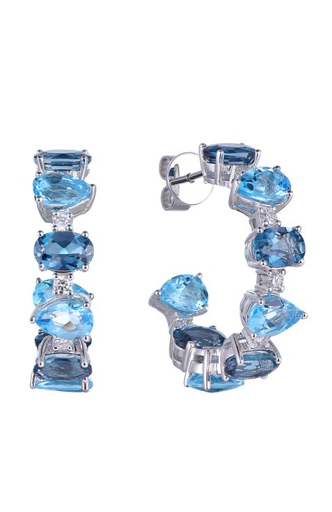 Swiss Blue & London Blue Topaz Earrings with Diamonds