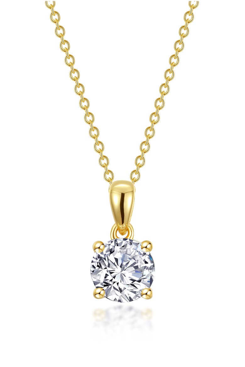 Simulated Diamond Solitaire Necklace, Main, color, WHITE