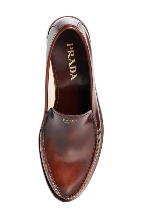 Prada Moc Toe Leather Loafer