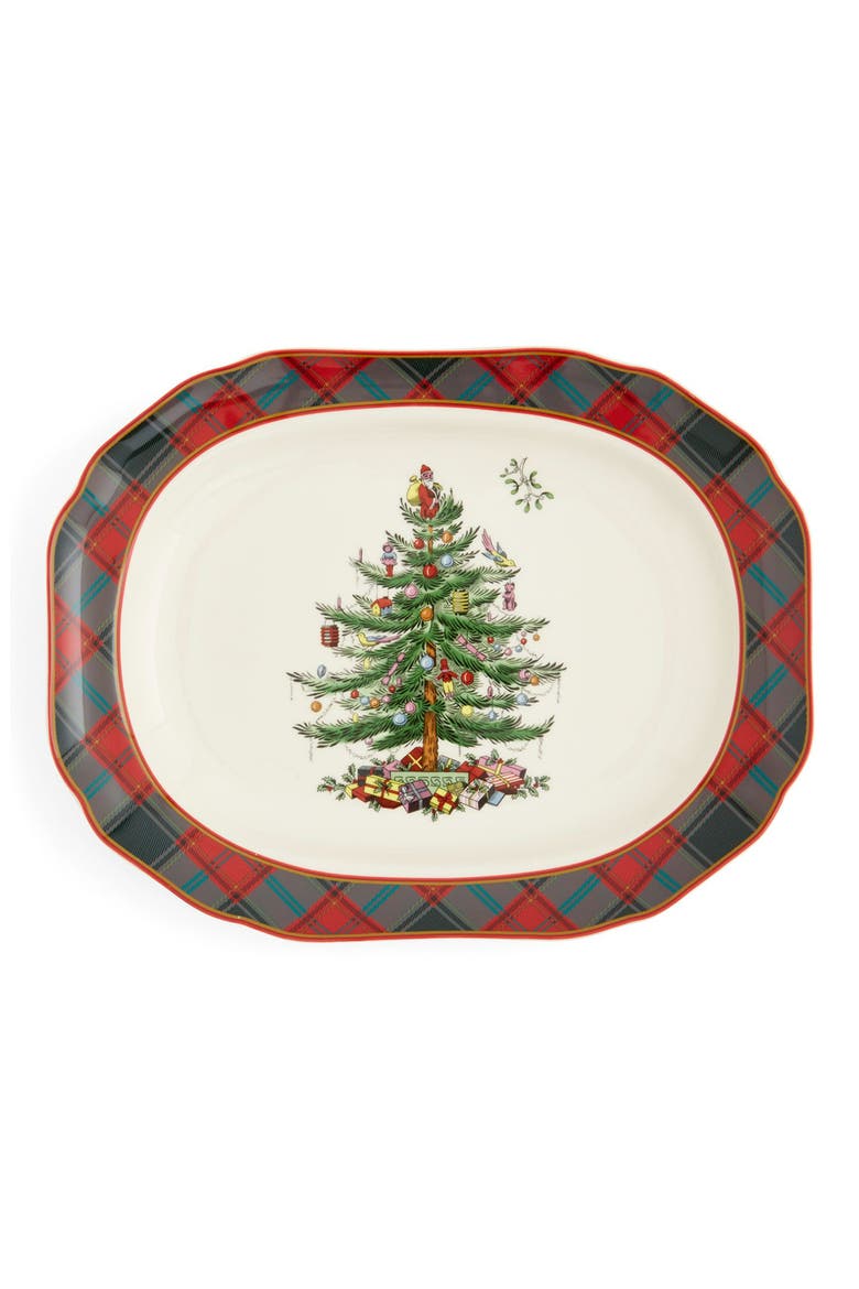 Tartan Rectangular Platter, Main, color, GREEN