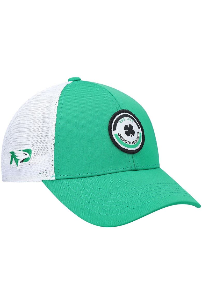 Men's Kelly Green/White North Dakota Motto Trucker Snapback Hat, Main, color, Kelly Green