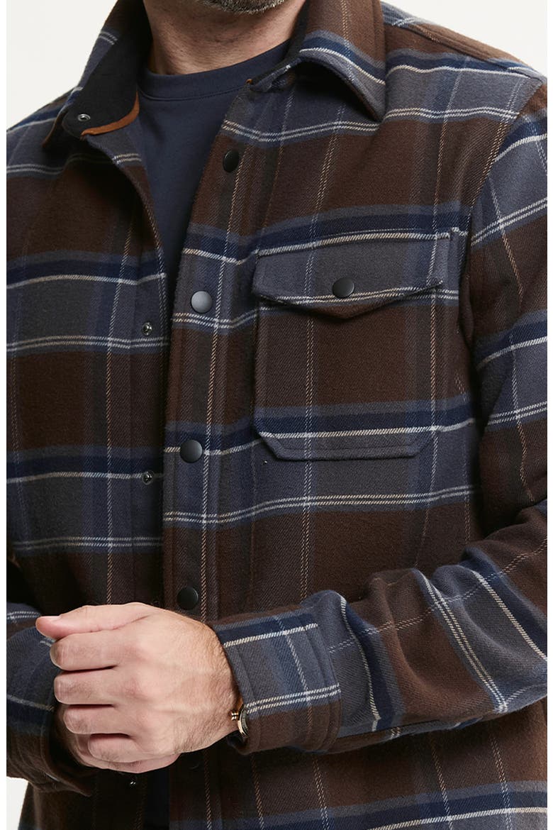 Doubleface Fleece Shirt Jacket, Alternate, color, CHESTNUT NAVY PLAID