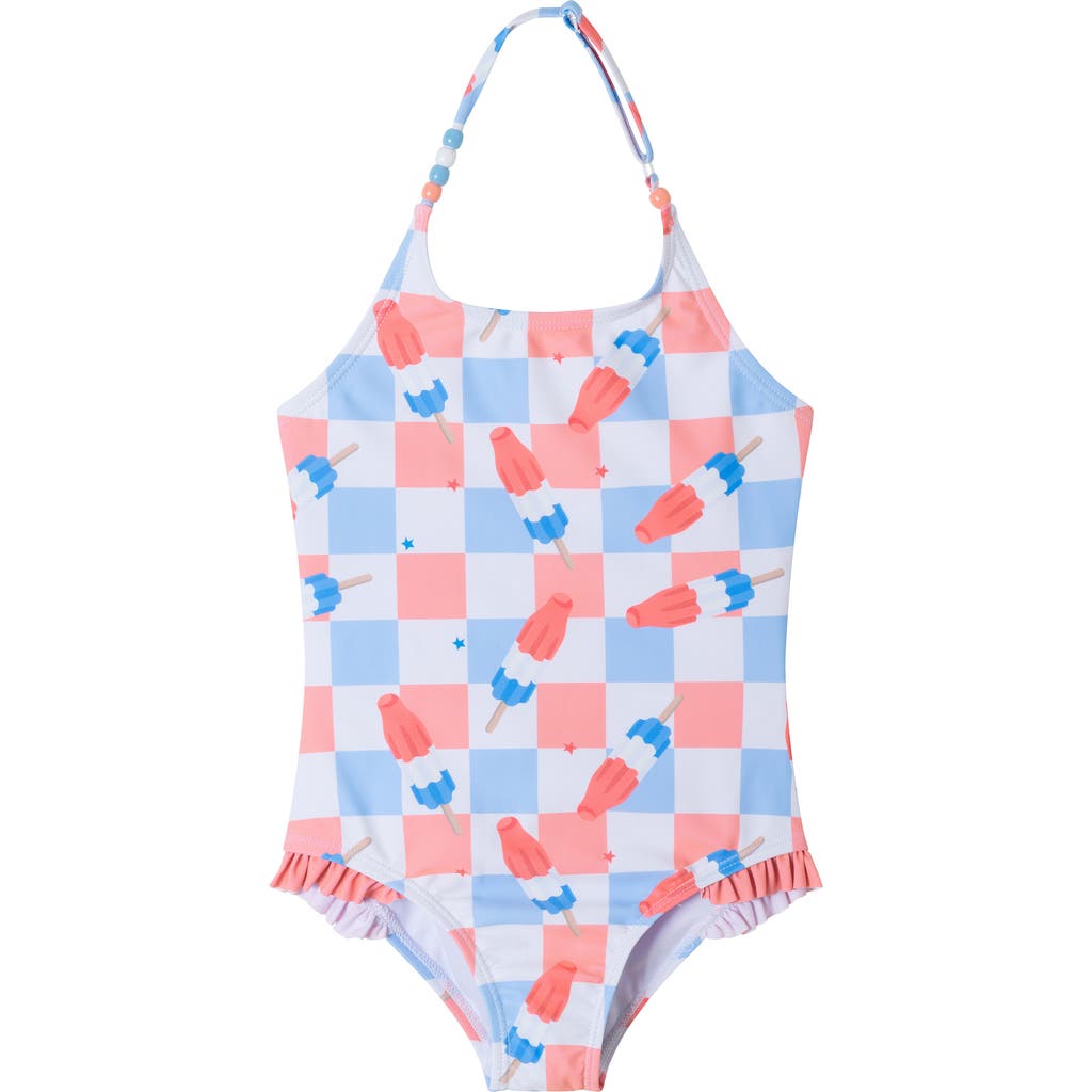 ANDY & EVAN ANDY & EVAN KIDS' BEADED HALTER ONE-PIECE SWIMSUIT