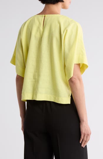 Boxy Short Sleeve Linen Blend Top