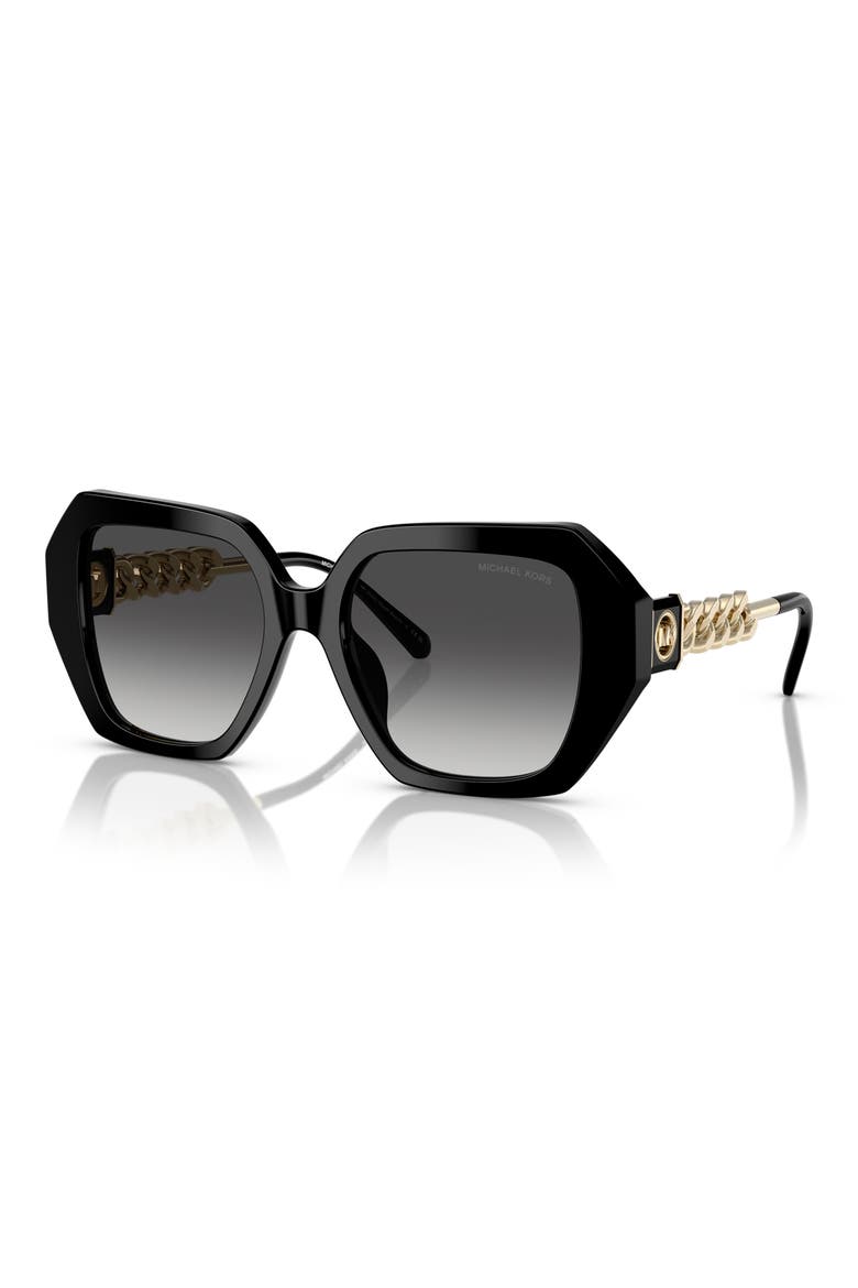 54mm Gradient Square Sunglasses, Alternate, color, BLACK