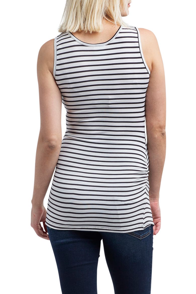 Henley Maternity Tank Top, Alternate, color, BLACK/ WHITE EVEN STRIPE