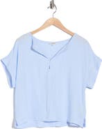 MAX STUDIO Split Neck Short Sleeve Top