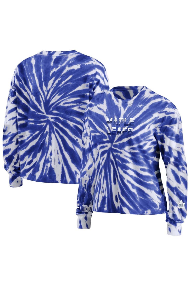 Women's WEAR by Erin Andrews Blue Toronto Maple Leafs Tie-Dye Long Sleeve T-Shirt, Main, color, Blue