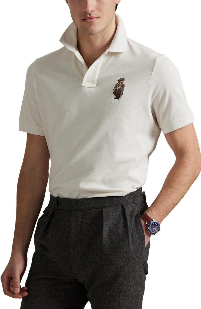 Polo Ralph Lauren Polo Bear Classic Fit Piqué Polo, Main, color, Deckwash White Hrtg Bear