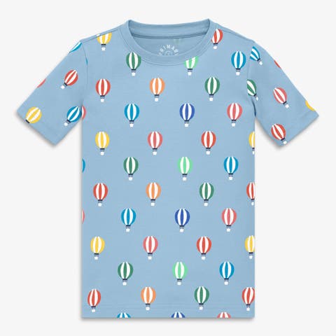 Kids Organic Short Sleeve Pj Top In Rainbow Blooms (Toddler, Little Kid, Big Kid)