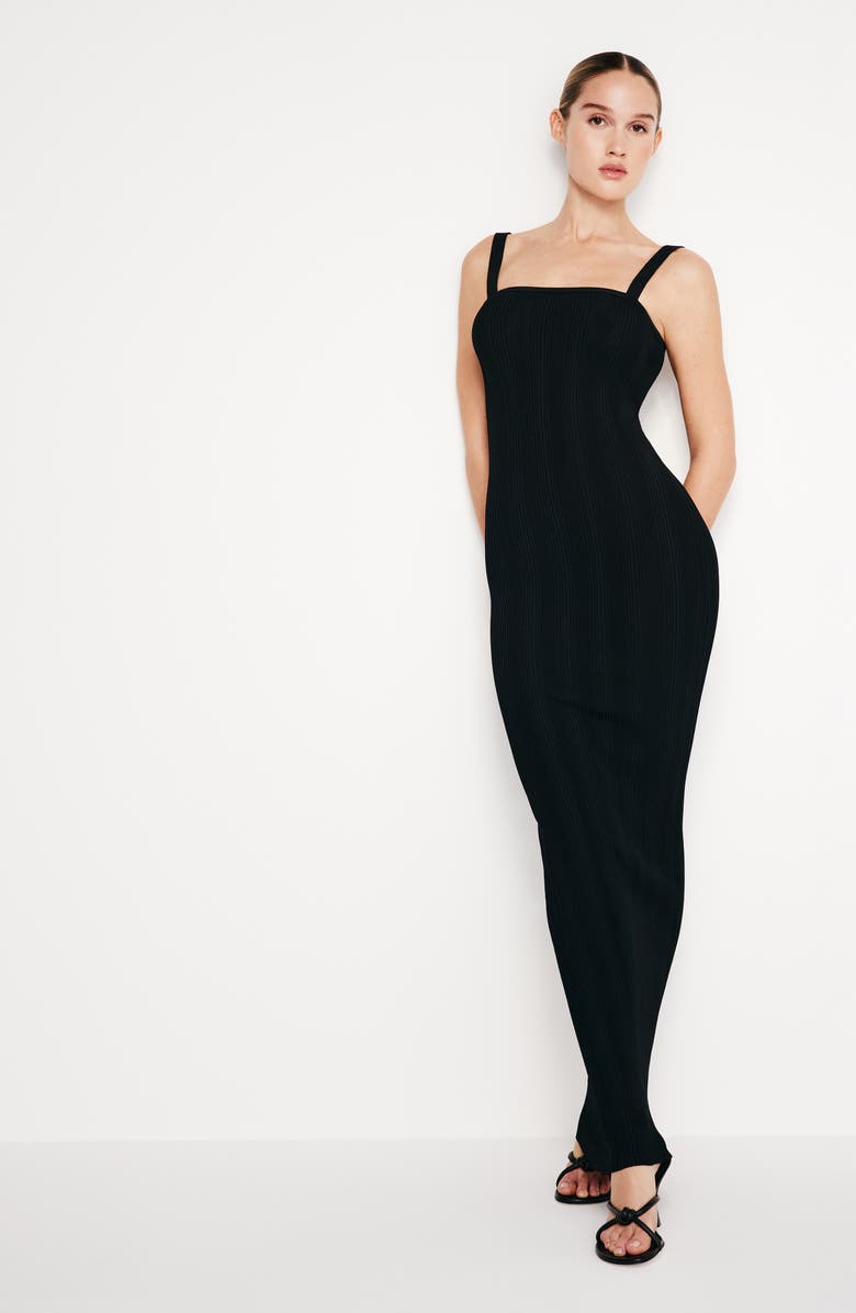 Good American Rib Sleeveless Maxi Dress, Alternate, color, Black001