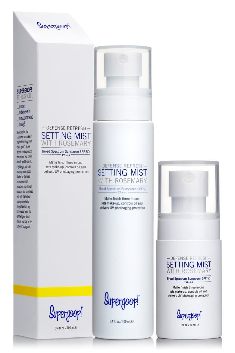 Supergoop! Defense Refresh Setting Mist with Rosemary SPF 50, Alternate, color, NO COLOR