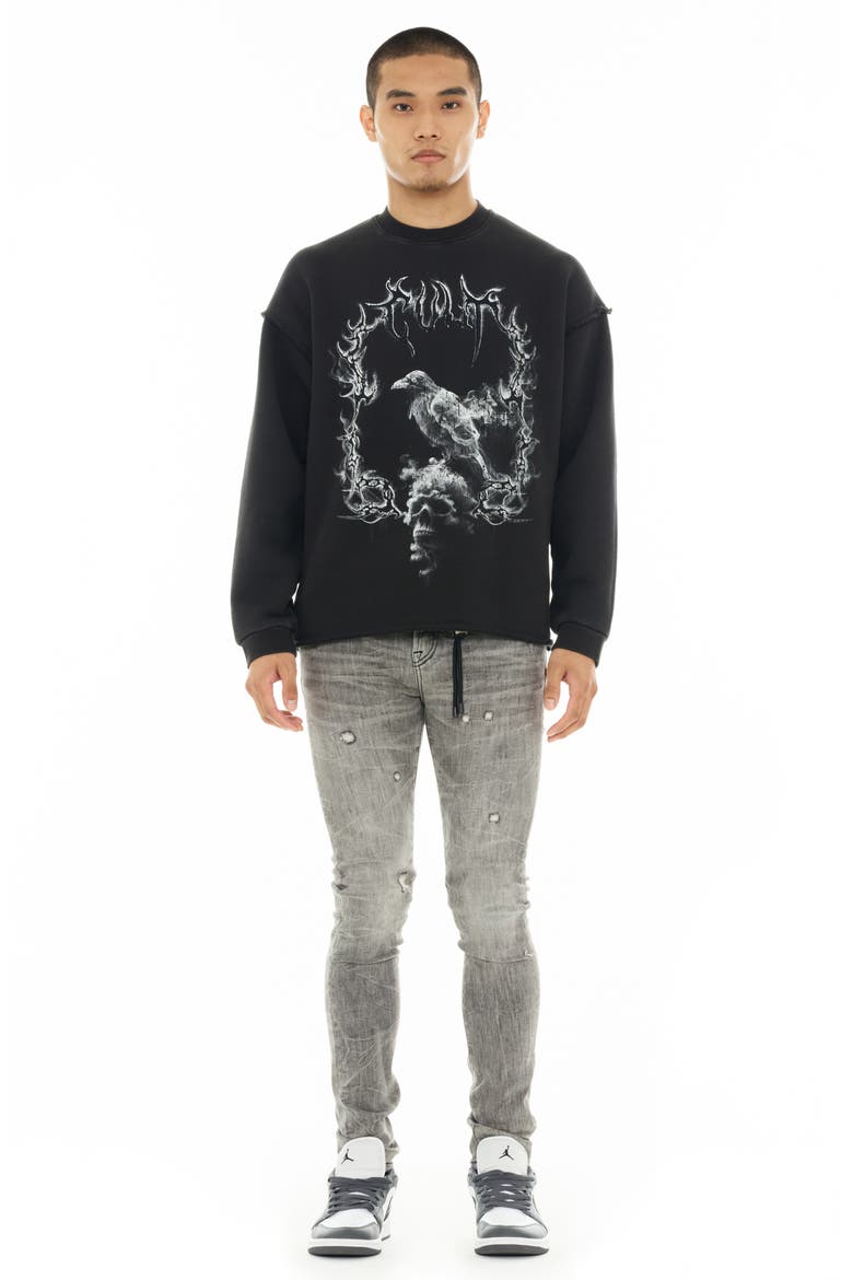 Cotton French Terry Graphic Sweatshirt, Alternate, color, VINTAGE CHARCOAL