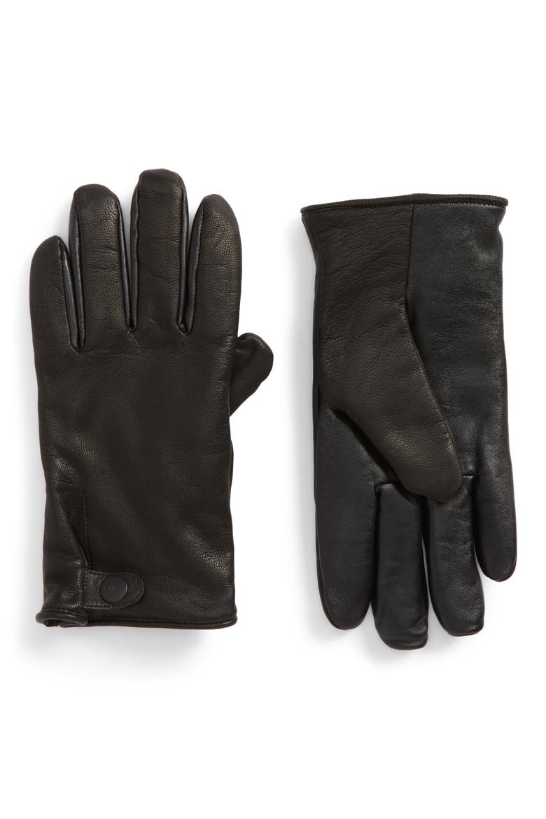 Leather Smart Gloves, Main, color, BLACK
