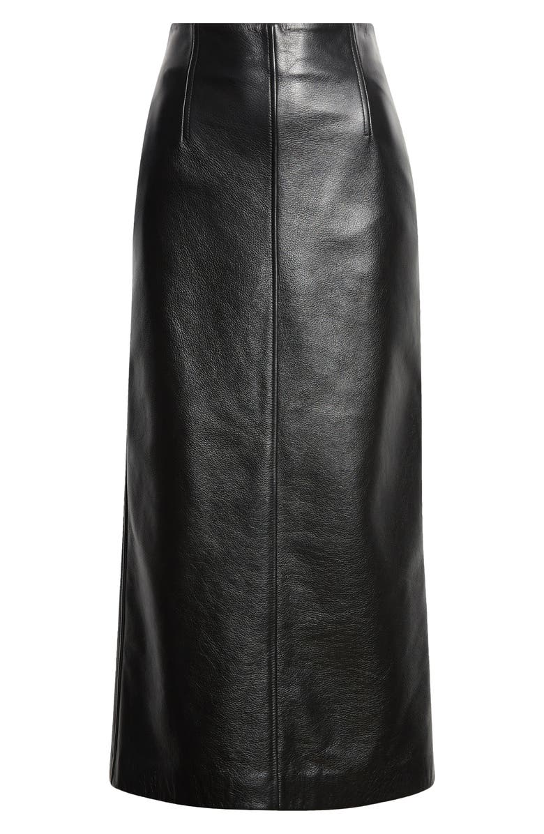 TOTEME Straight Leather Skirt, Alternate, color, Black