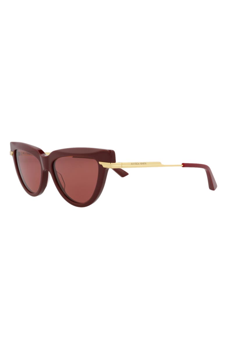 Bottega Veneta 54mm Cat Eye Sunglasses, Alternate, color, Burgundy Gold Red