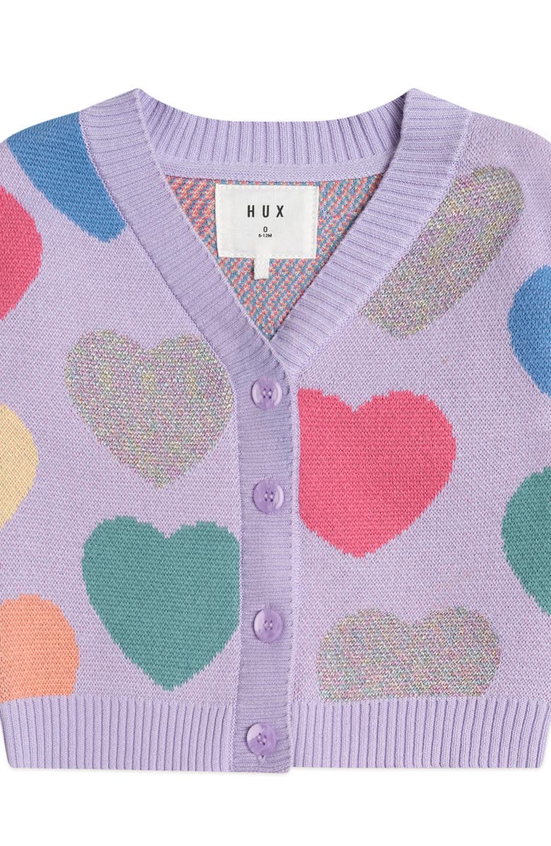 Huxbaby Loveheart Knit Cardi, Alternate, color, Purple Rose