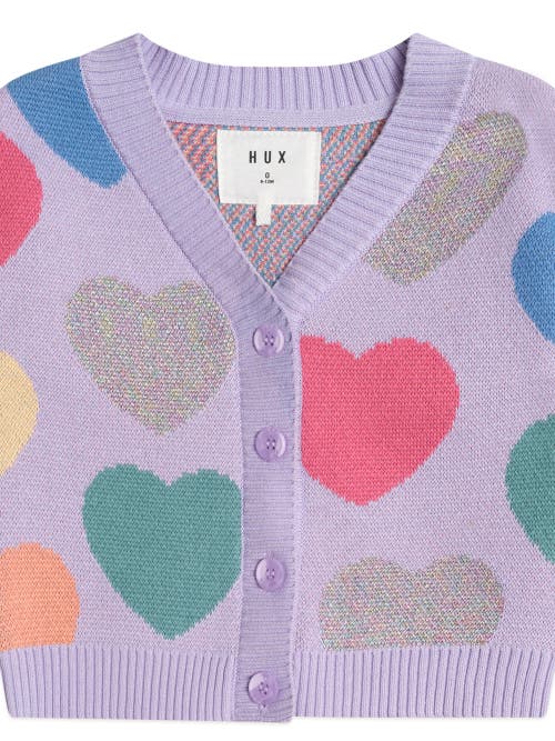 Huxbaby Loveheart Knit Cardi In Purple