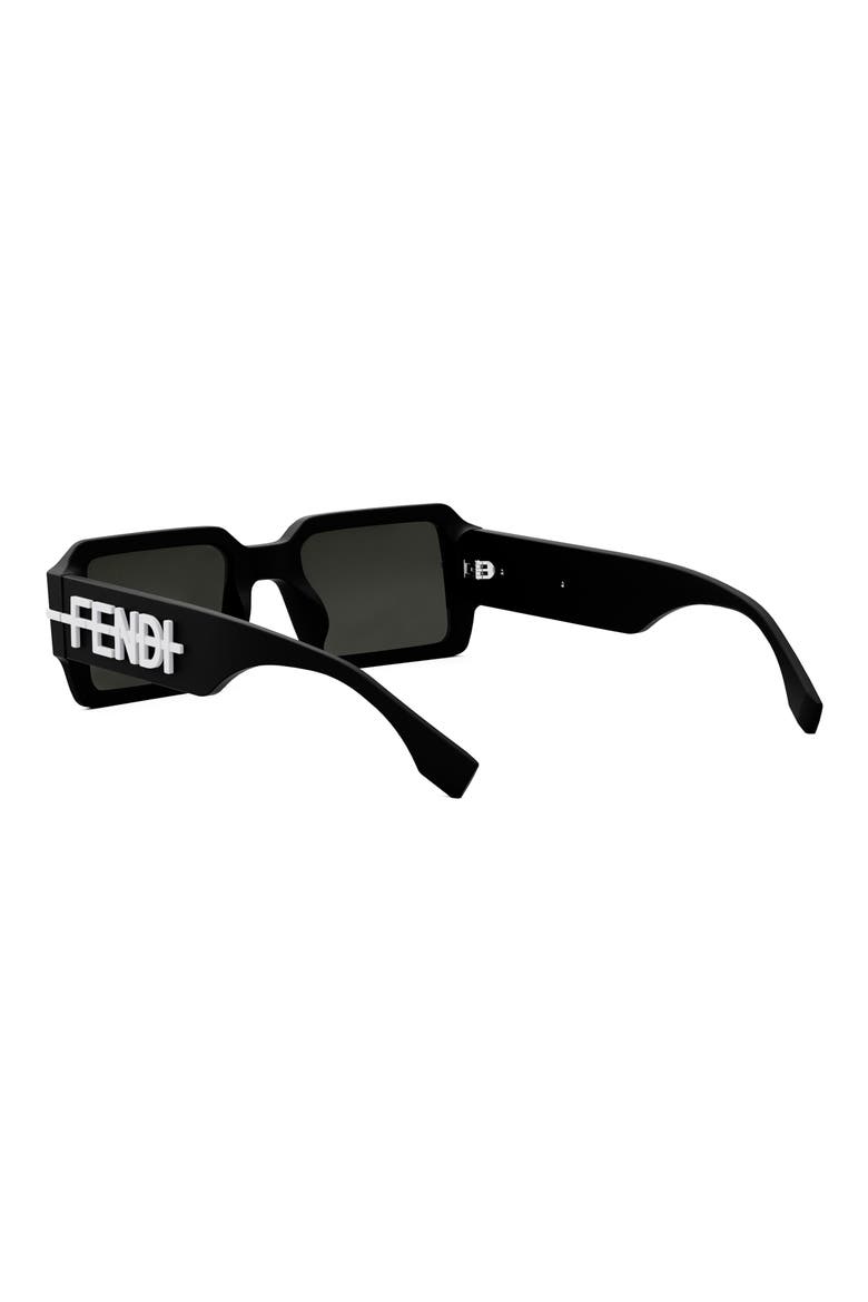 'Fendigraphy 52mm Geometric Sunglasses, Alternate, color, MATTE BLACK / SMOKE