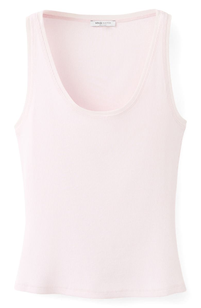 MANGO Stretch Cotton Scoop Neck Tank, Alternate, color, Pastel Pink