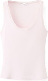 MANGO Stretch Cotton Scoop Neck Tank