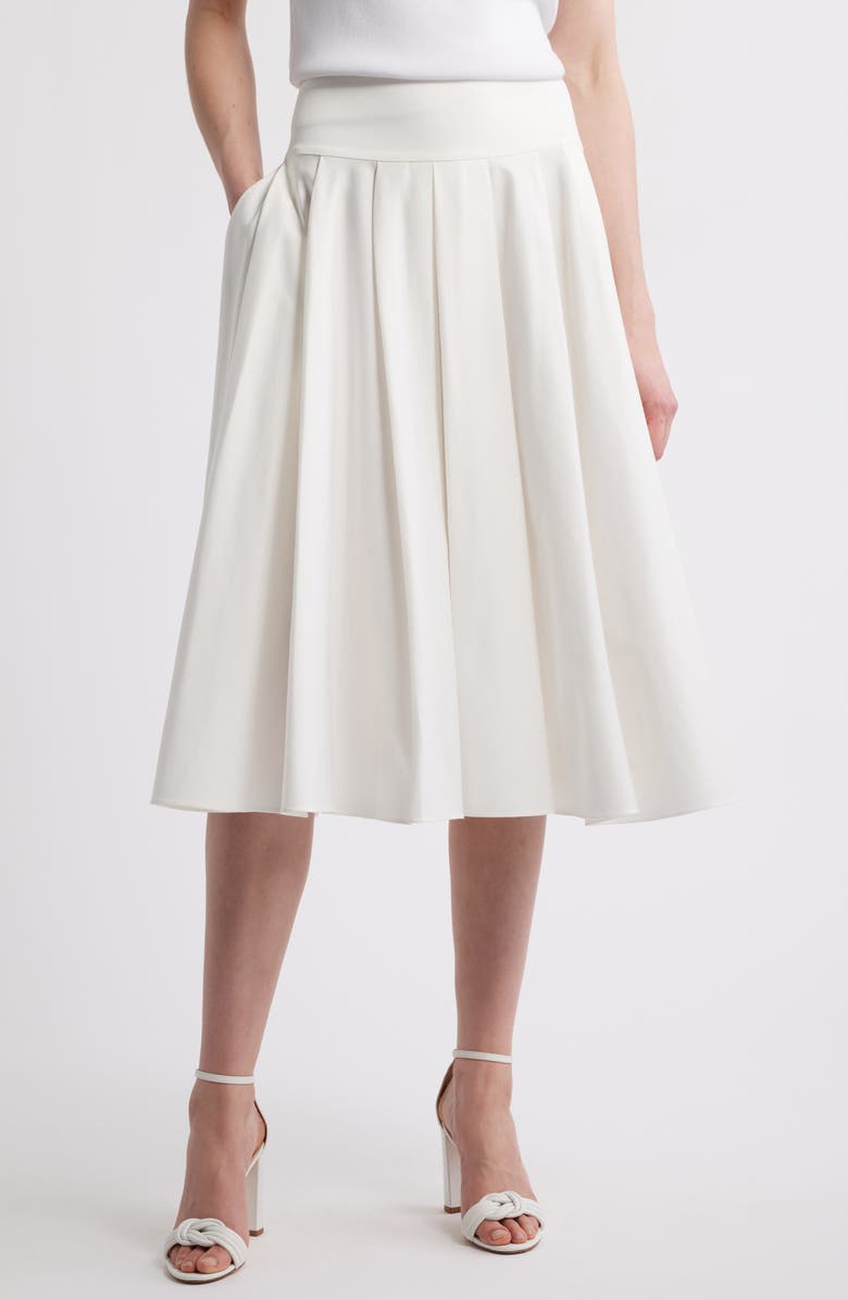 KOBI HALPERIN Cotton Twill Midi Skirt, Main, color, White