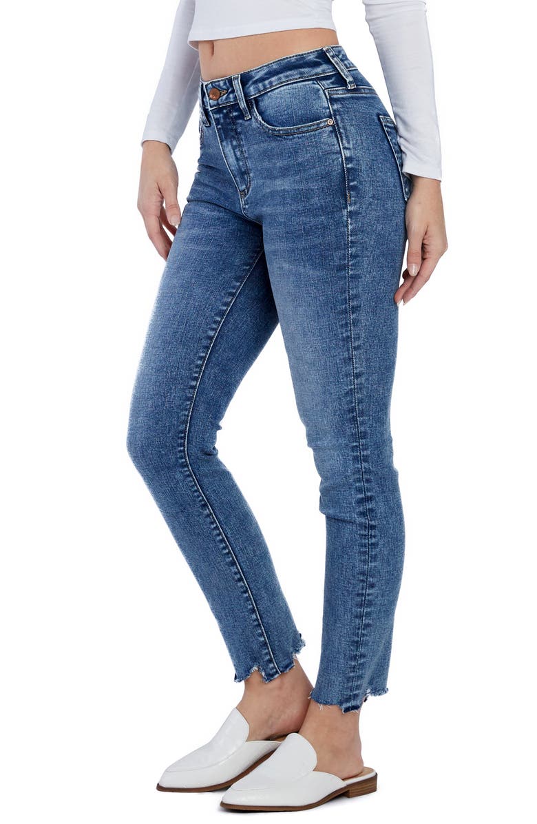 HINT OF BLU High Waist Chew Hem Skinny Jeans, Alternate, color, Star Gazer Blue