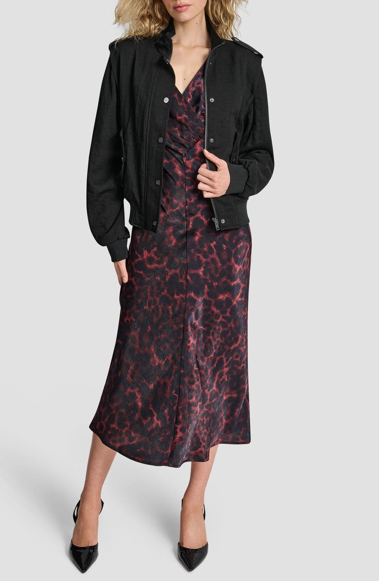 DKNY Twill Bomber Jacket, Alternate, color, Black