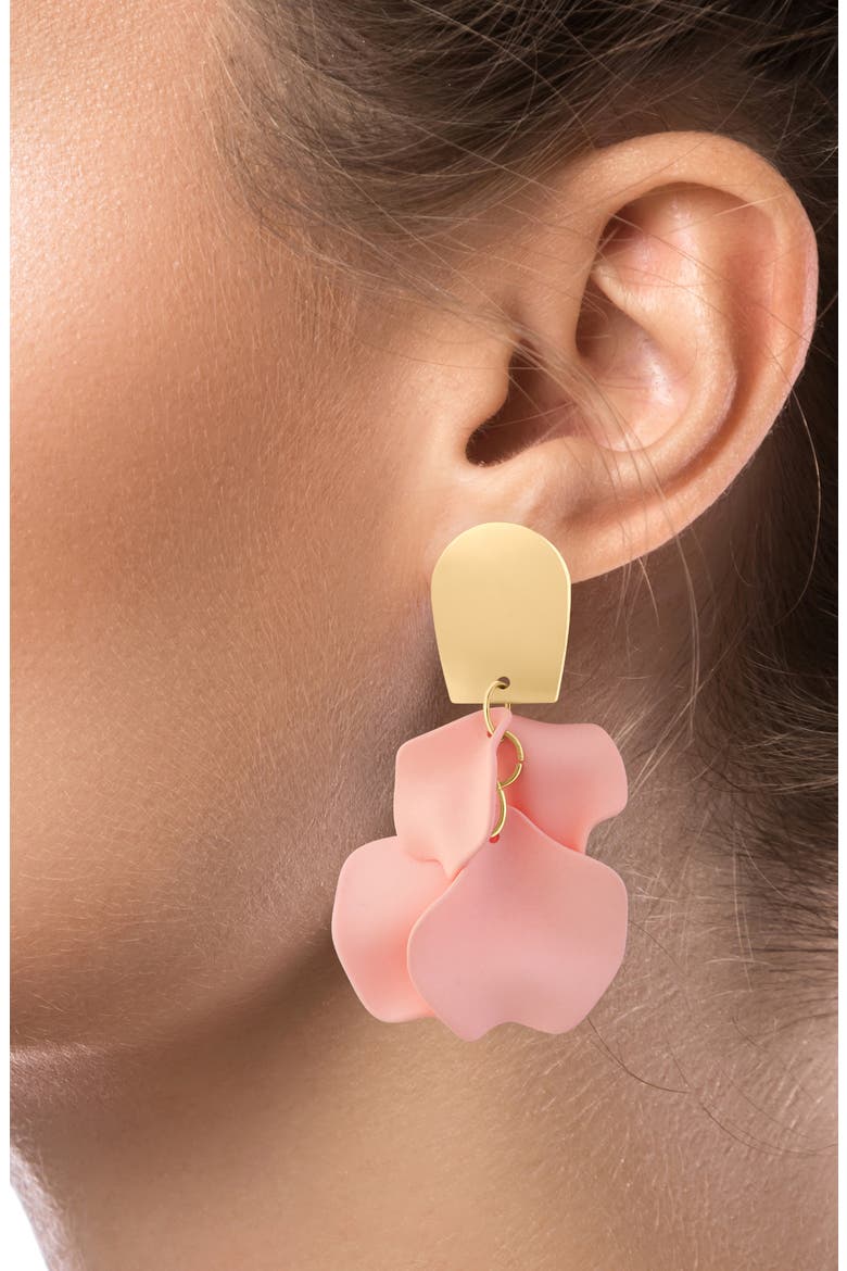 Ginkgo Flower Drop Earrings (Nordstrom Exclusive), Alternate, color, PINK/ GOLD