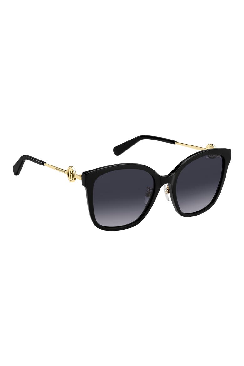 56mm Square Sunglasses, Alternate, color, BLACK