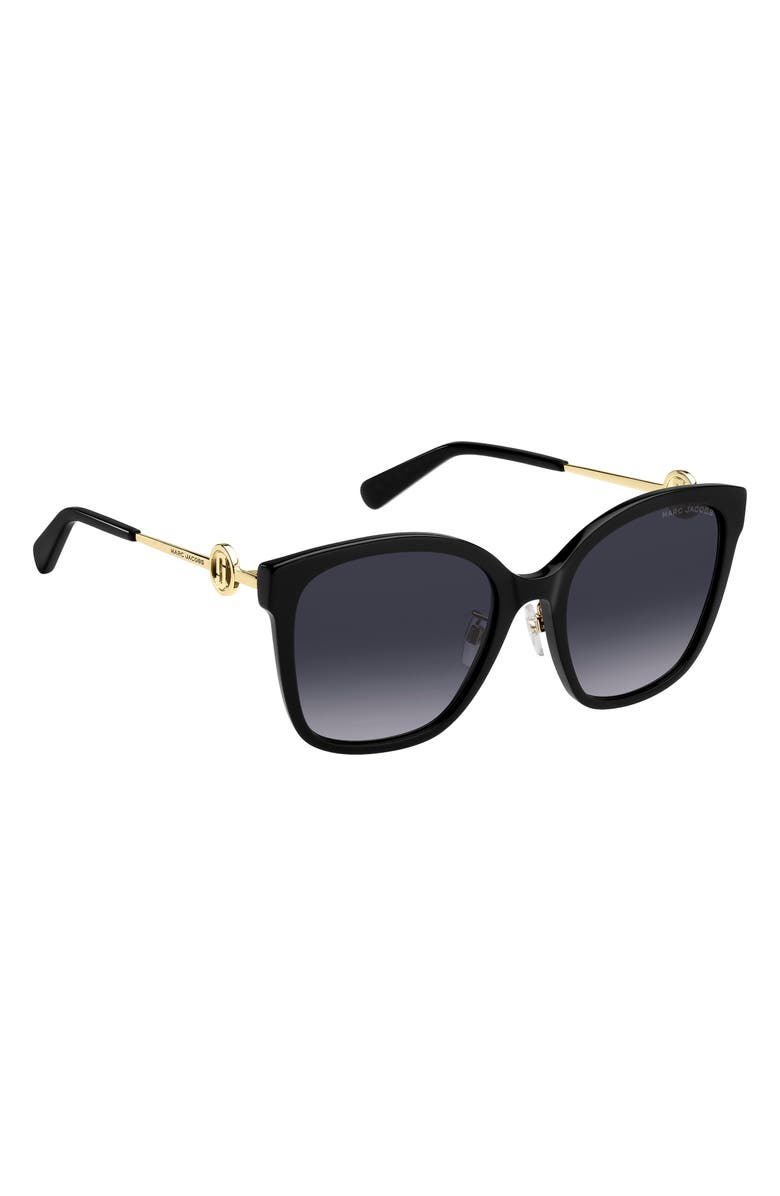 Marc Jacobs 56mm Square Sunglasses, Alternate, color, Black