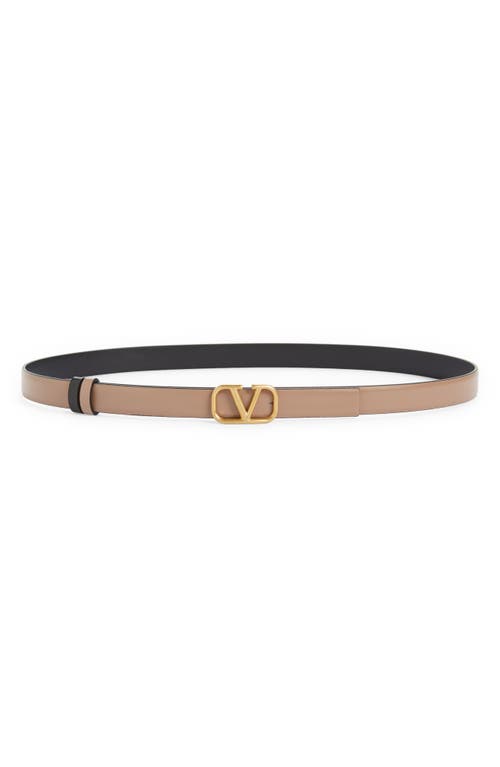Valentino Garavani Vlogo Buckle Reversible Leather Belt In Brown