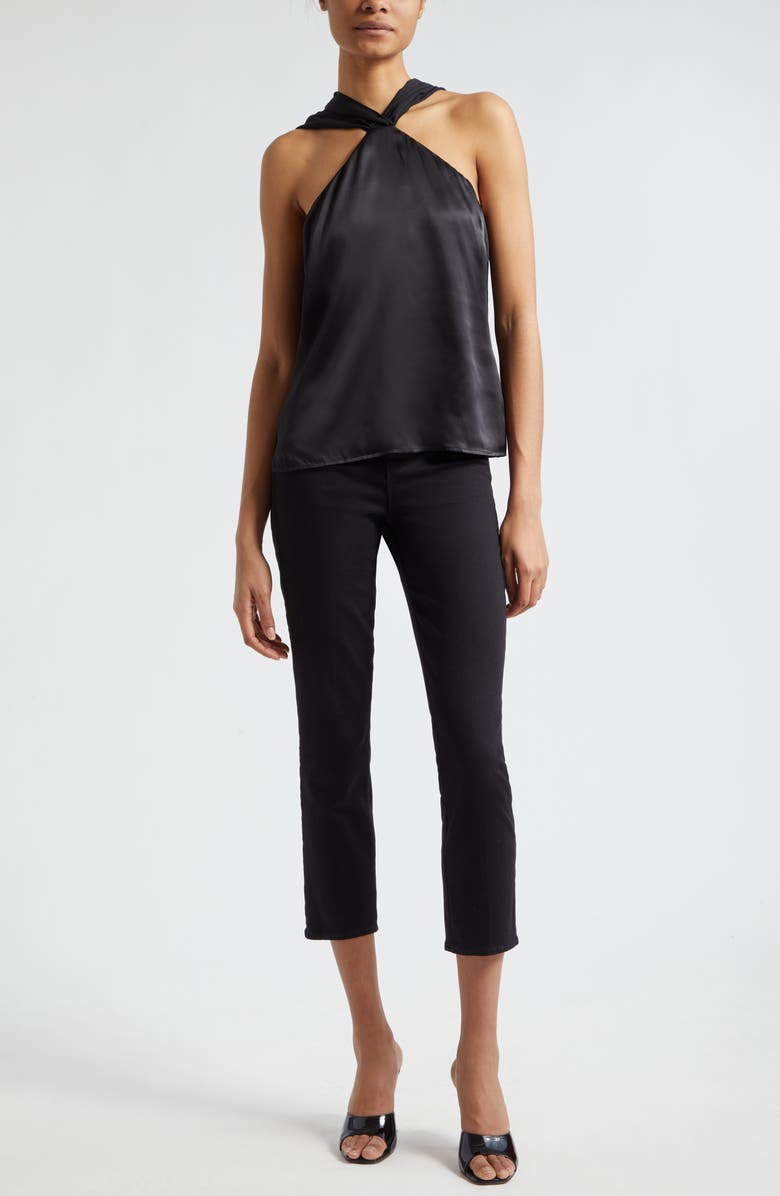 L'AGENCE Alexia High Waist Crop Straight Leg Cigarette Jeans, Alternate, color, Noir