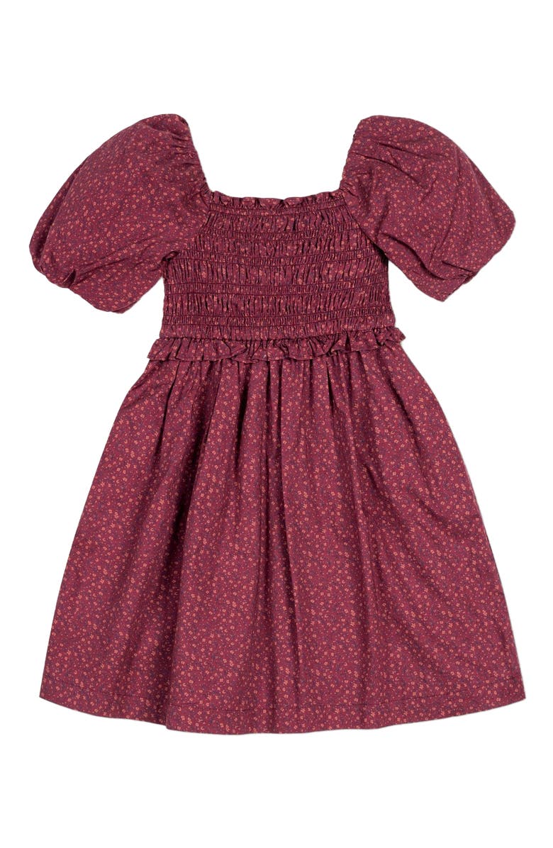 Hope & Henry Girls' Organic Smocked Bubble Sleeve Dress, Toddler, Main, color, 