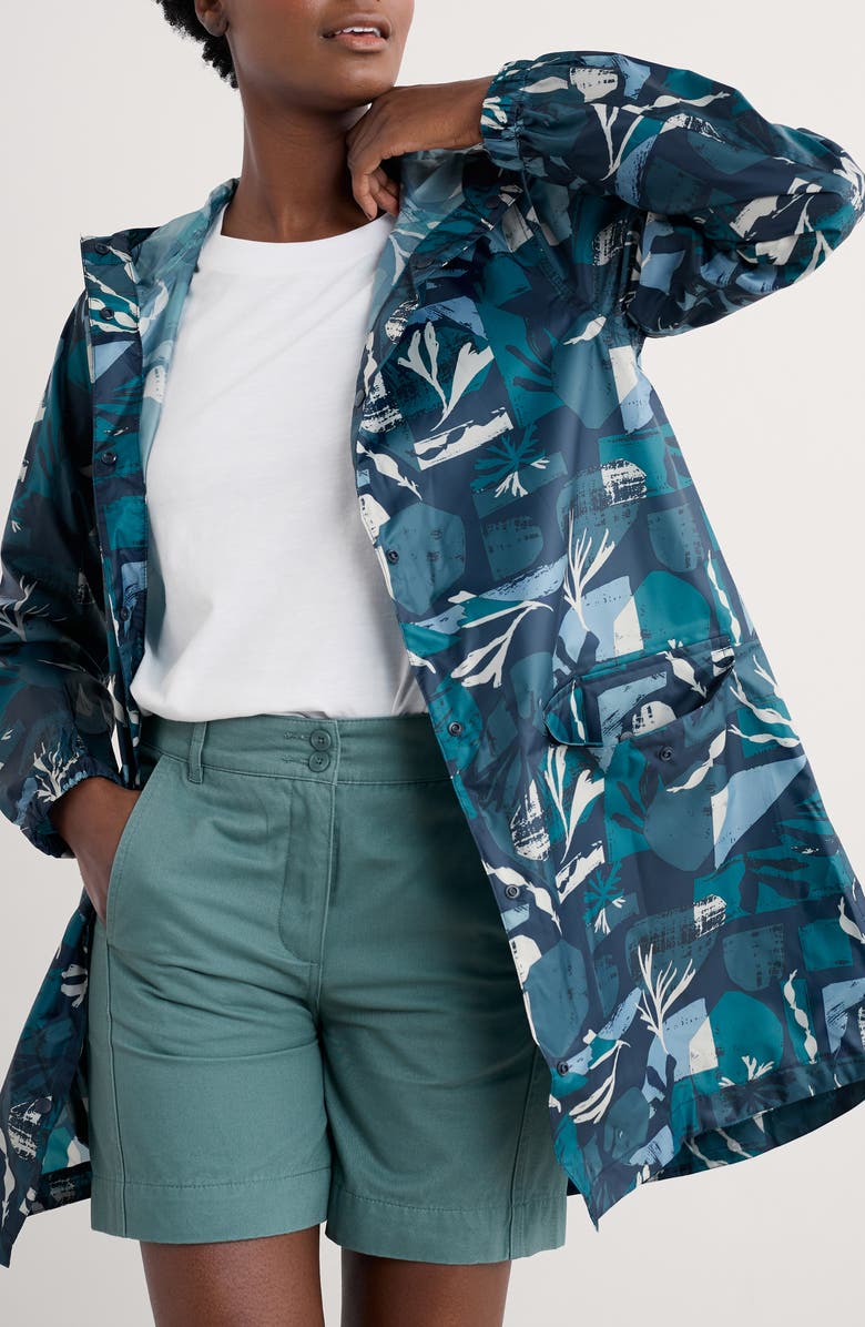 Seasalt Cornwall Pack-It Waterproof Hooded Raincoat, Main, color, Marine Forms Lake