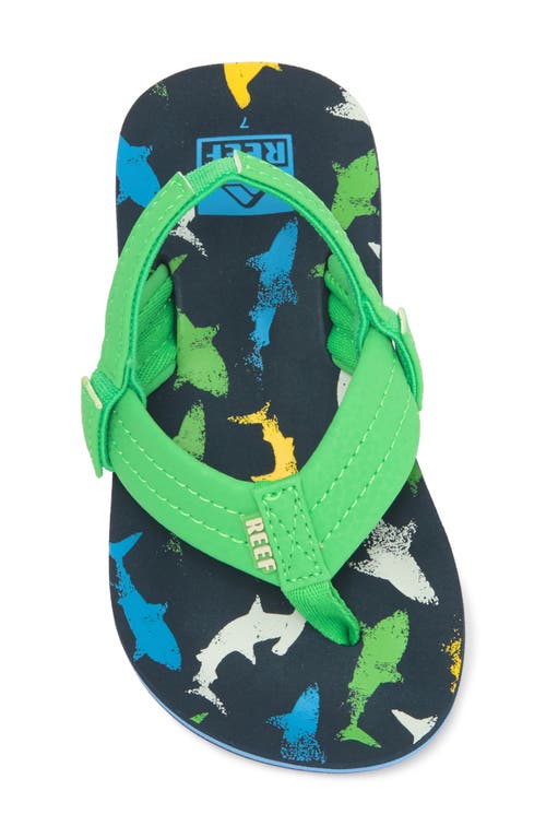 Reef Kids' Little Ahi Flip Flop In Multi Shark