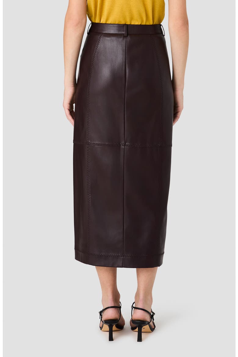 Madeline Faux Leather Midi Skirt, Alternate, color, COCA BROWN