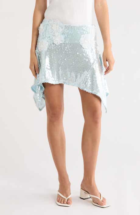 Floral Appliqué Handkerchief Hem Miniskirt